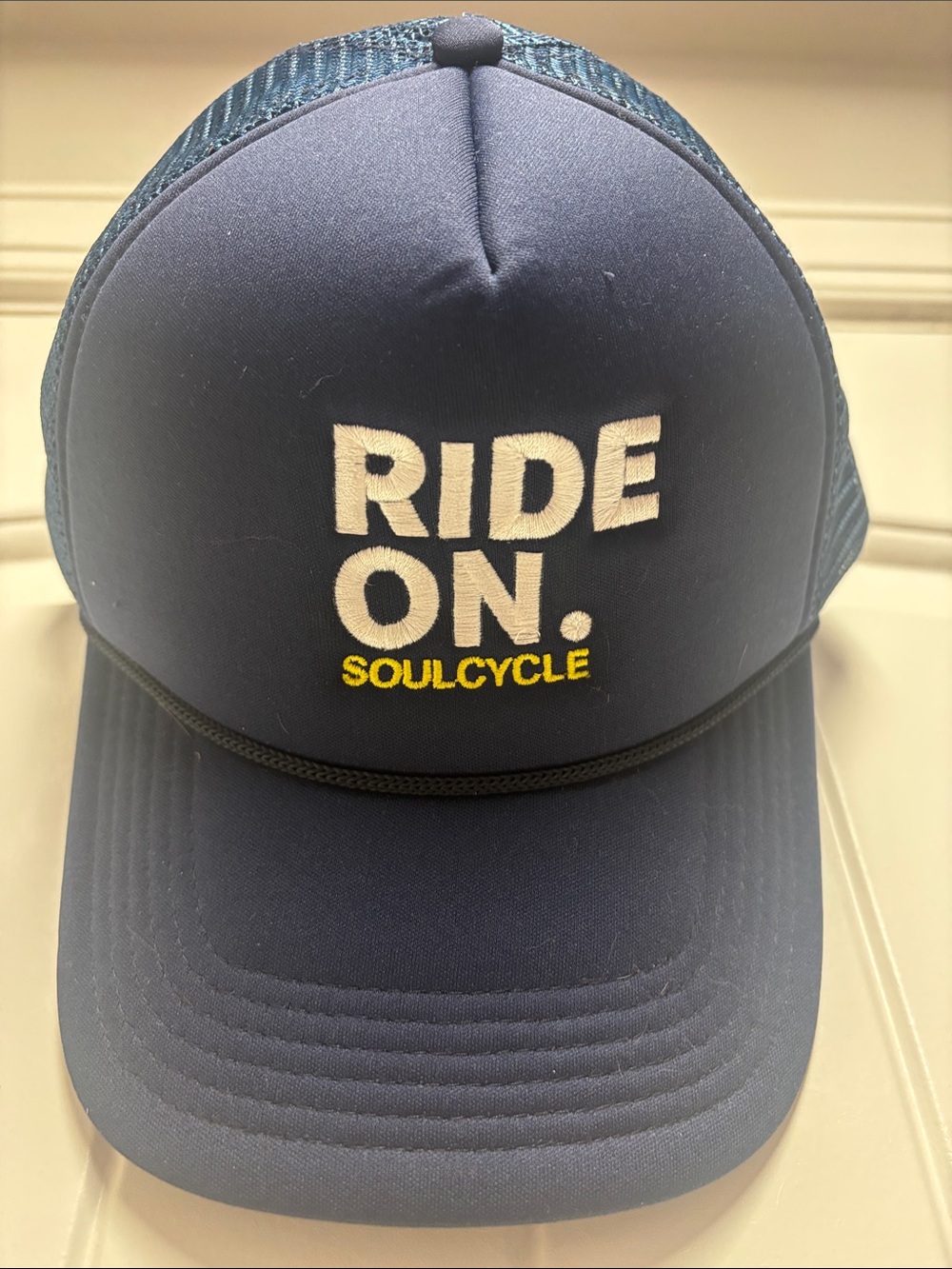 New SoulCycle Ride On Trucker Hat Navy Embroidered Mesh Snapback